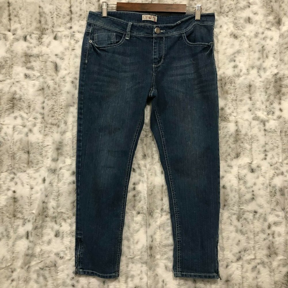 OP Ocean Pacific Blue Ankle Zip Skinny Stretch Capri Jeans W32